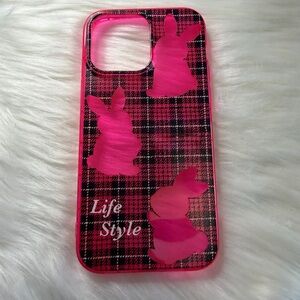 🧡10/$10 IPhone 15 pro max Pink Plaid Phone Case